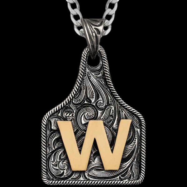 Texas Size Initial Cow Tag Necklace